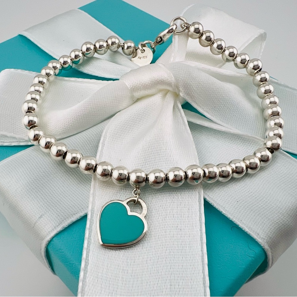 Return To Tiffany Blue Enamel Heart Tag Bracelet